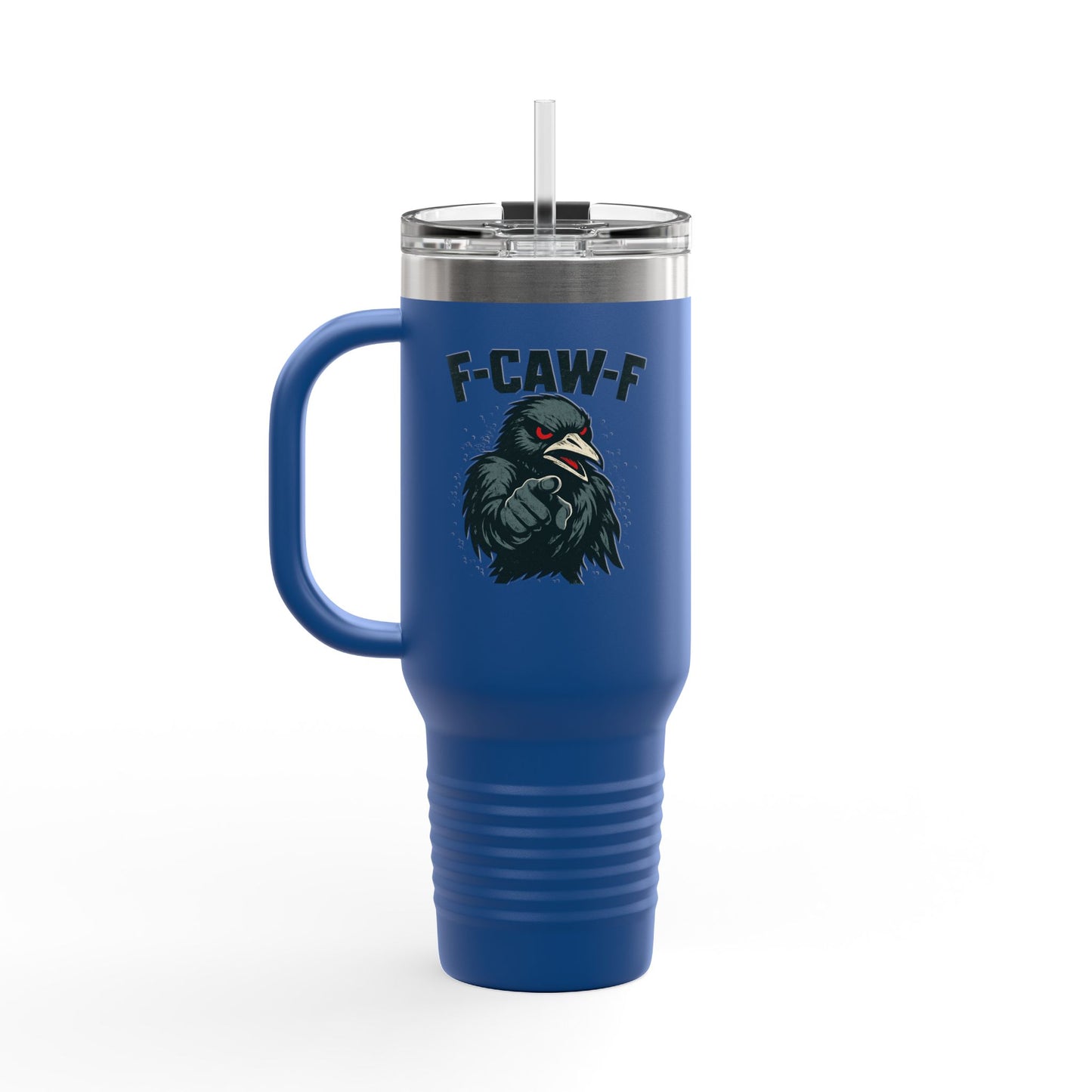 Travel Mug - F-CAW-F Design, Insulated 40oz Cup for Hot and Cold Beverages, Unique Gift for Bird Lovers