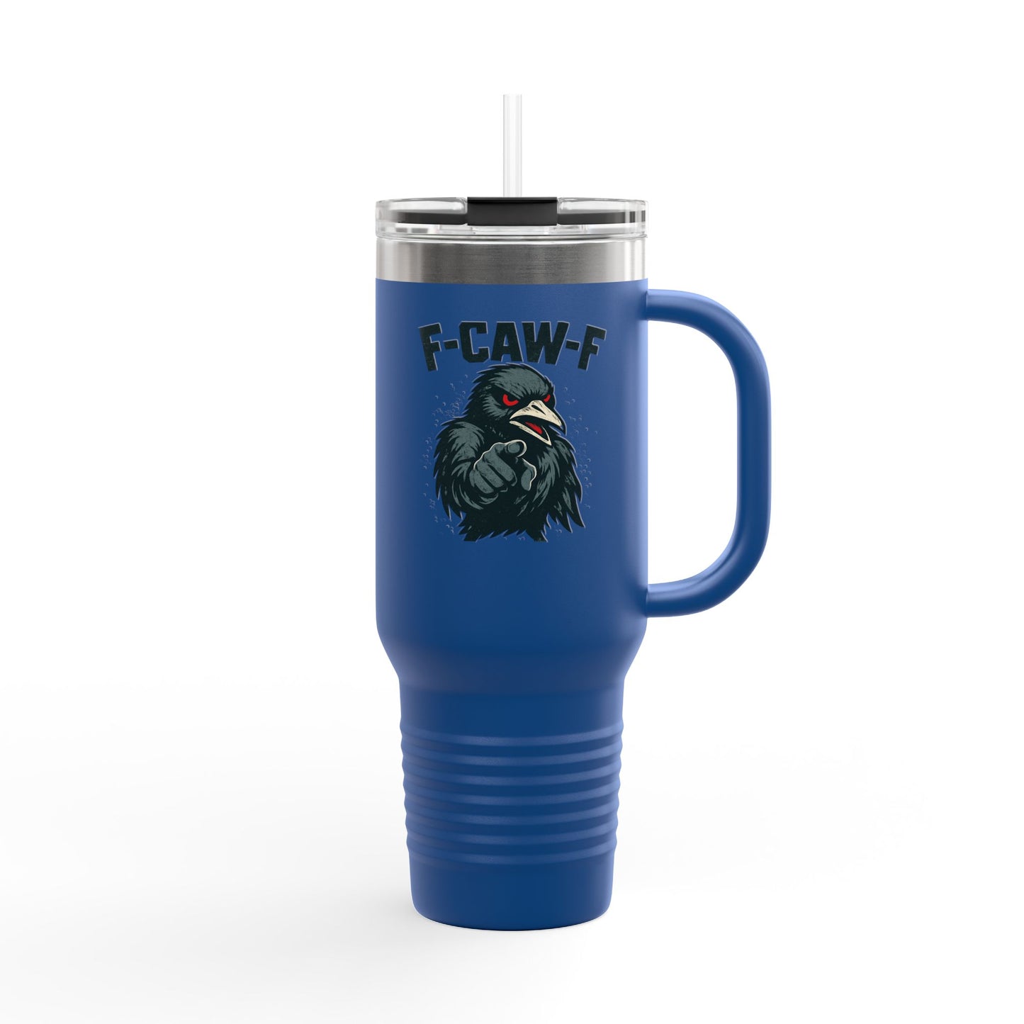 Travel Mug - F-CAW-F Design, Insulated 40oz Cup for Hot and Cold Beverages, Unique Gift for Bird Lovers