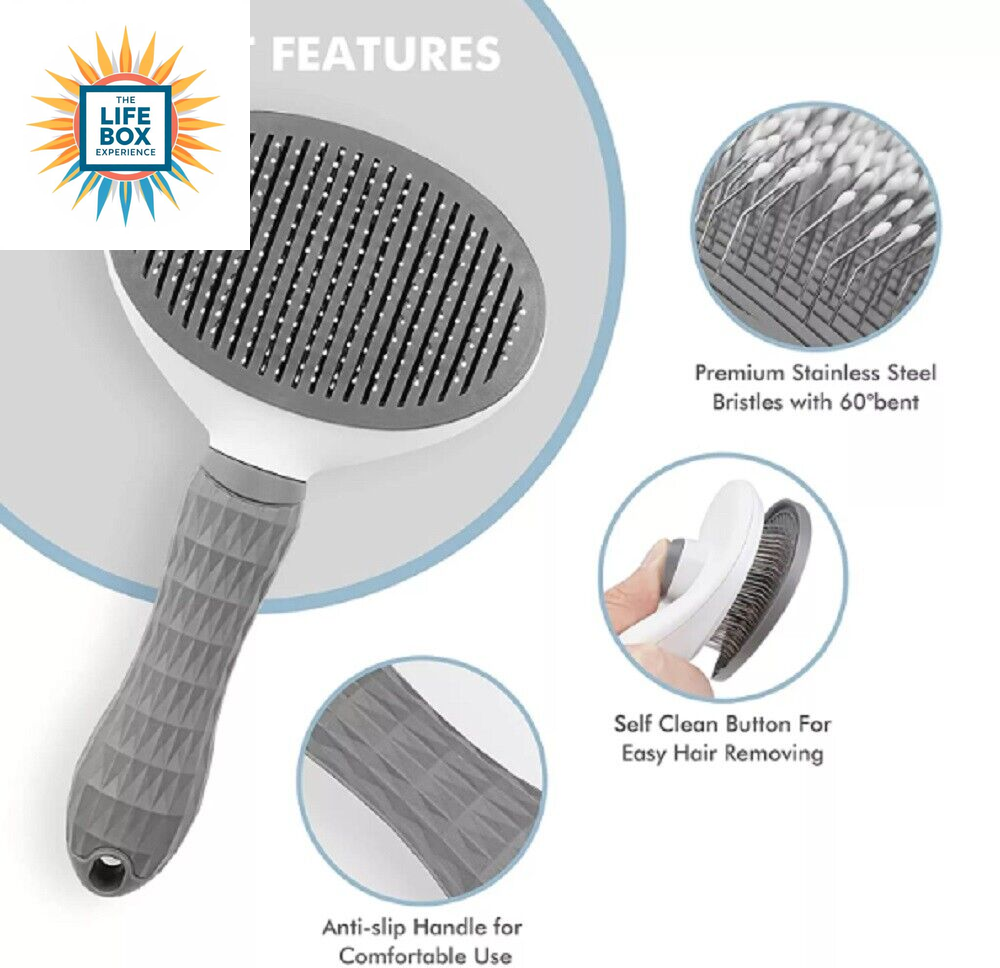 Pet Hair Remover Brush – Self-Cleaning Deshedding Grooming Comb for Dogs & Cats