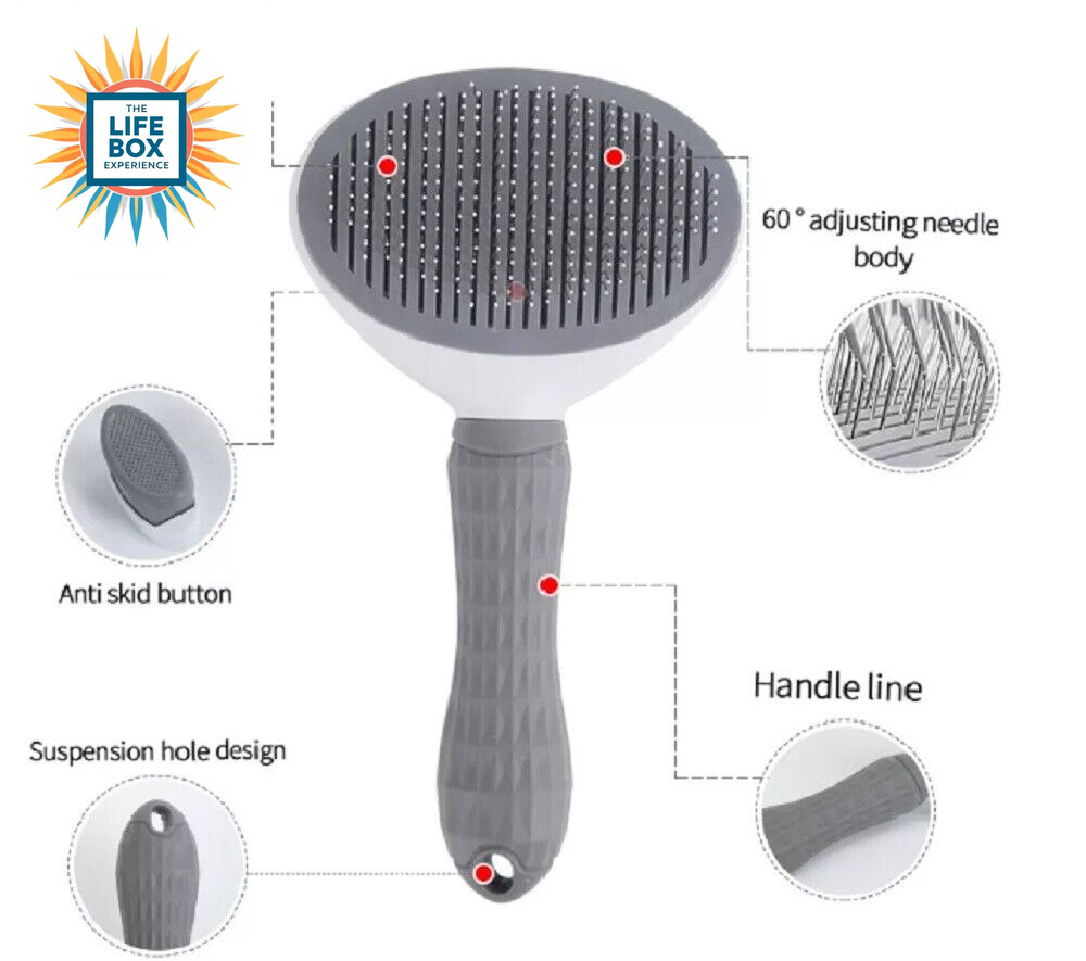 Pet Hair Remover Brush – Self-Cleaning Deshedding Grooming Comb for Dogs & Cats