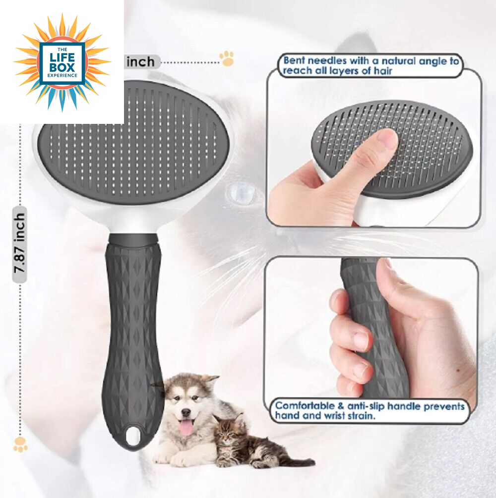 Pet Hair Remover Brush – Self-Cleaning Deshedding Grooming Comb for Dogs & Cats