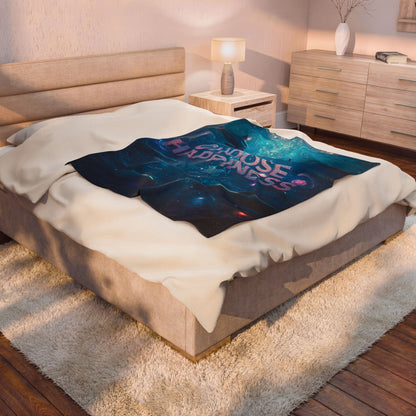 Choose Happiness Velveteen Plush Blanket Cozy Throw