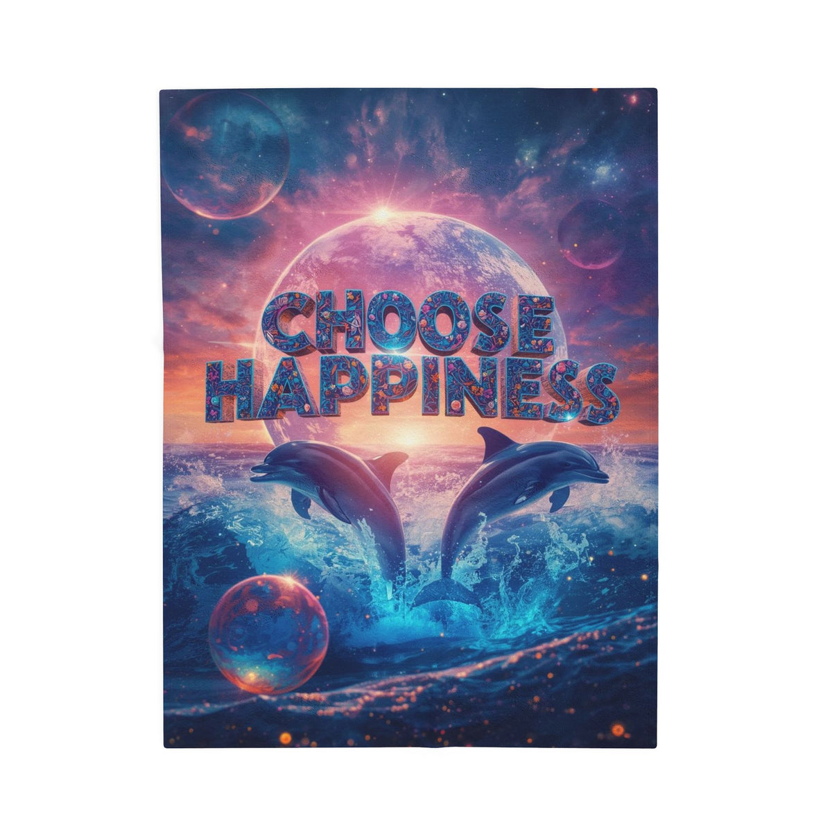 Choose Happiness Velveteen Plush Blanket Cozy Throw