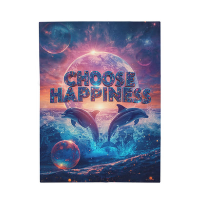 Choose Happiness Velveteen Plush Blanket Cozy Throw