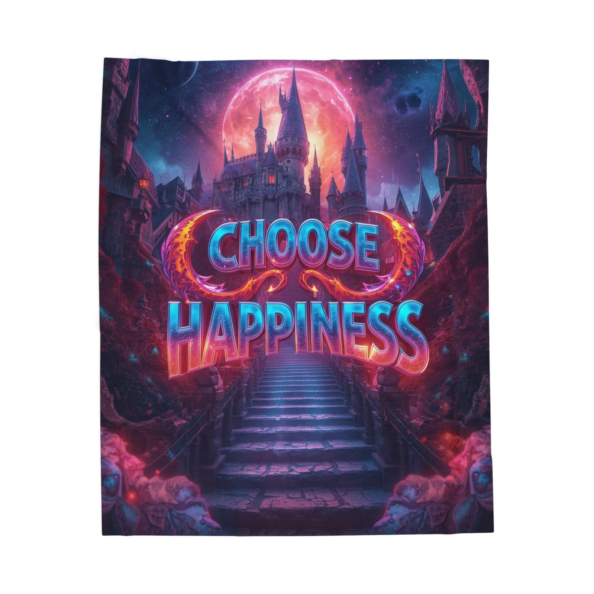 Choose Happiness Velveteen Plush Blanket