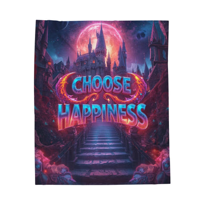 Choose Happiness Velveteen Plush Blanket