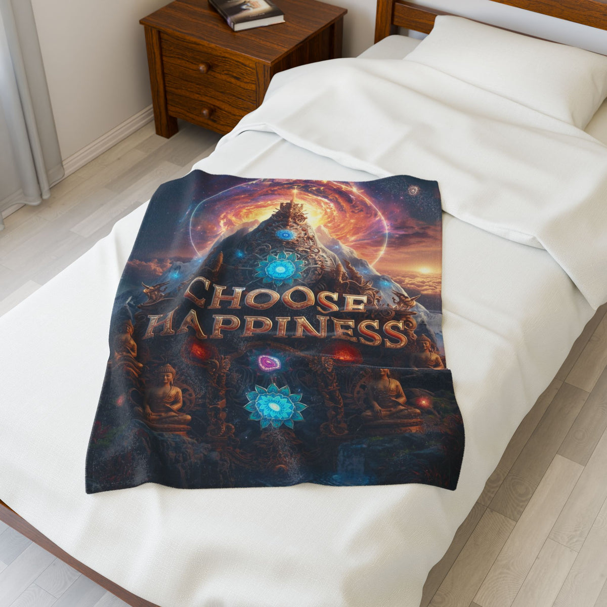 Choose Happiness Velveteen Plush Blanket