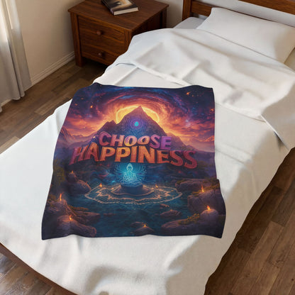 Choose Happiness Velveteen Plush Blanket Throw