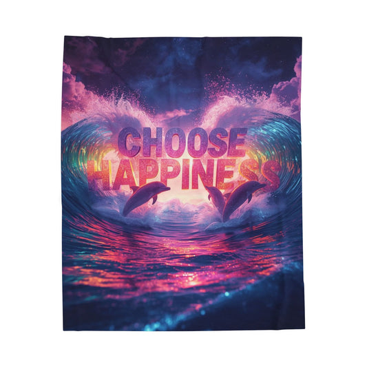 Velveteen Plush Blanket Choose Happiness Throw