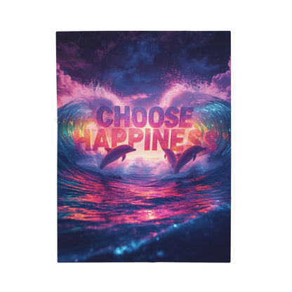 Velveteen Plush Blanket Choose Happiness Throw