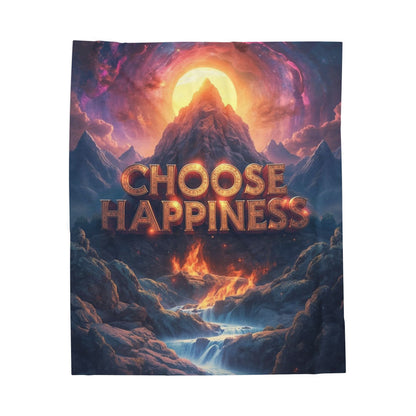 Choose Happiness Velveteen Plush Blanket Cozy Throw
