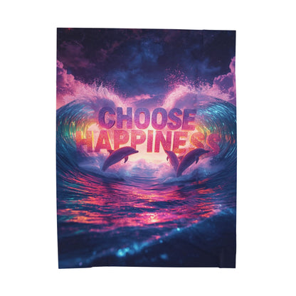 Velveteen Plush Blanket Choose Happiness Throw