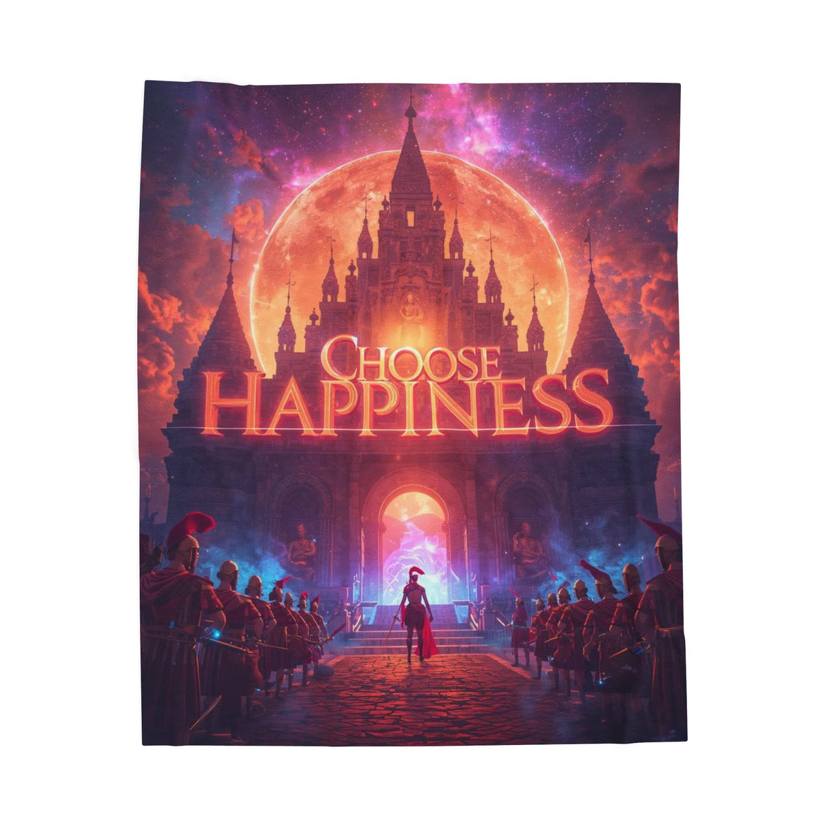 Choose Happiness Velveteen Plush Blanket Throw