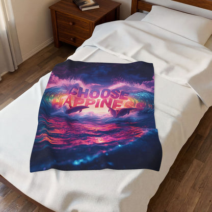 Velveteen Plush Blanket Choose Happiness Throw