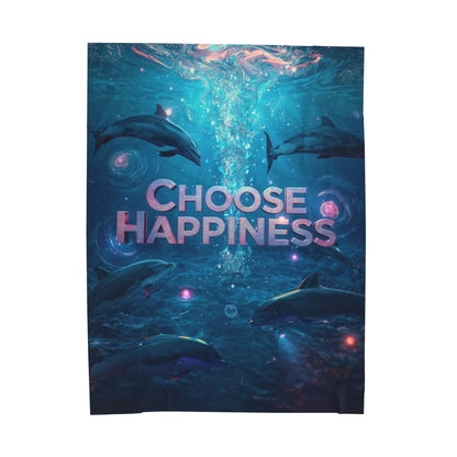 Choose Happiness Velveteen Plush Blanket Cozy Throw