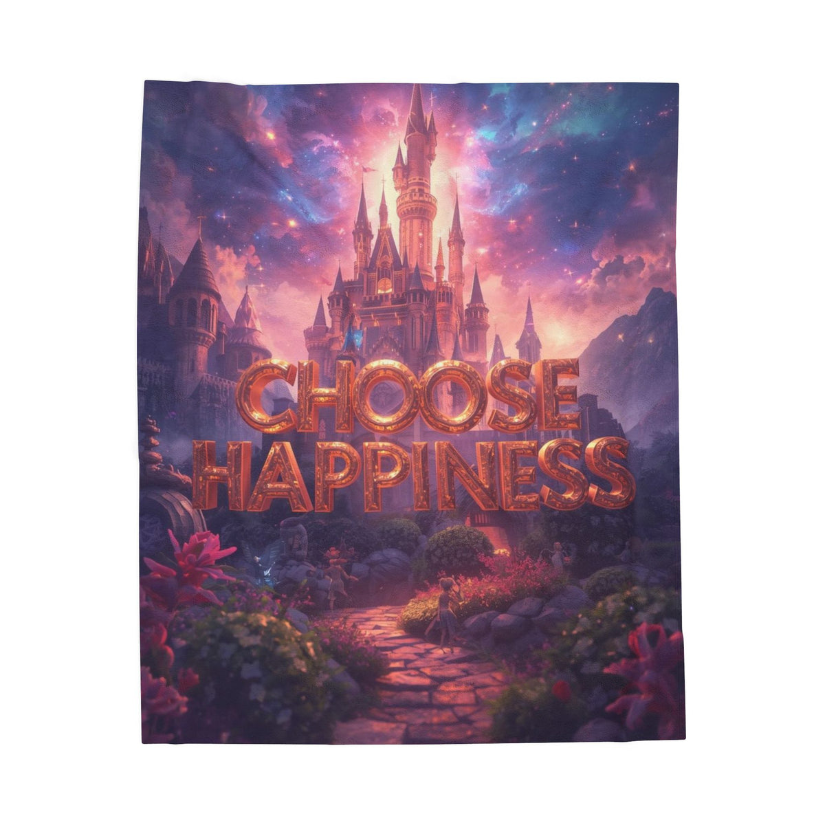 Choose Happiness Velveteen Plush Blanket Cozy Throw