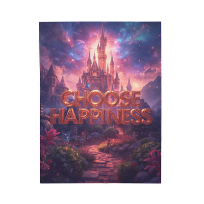 Choose Happiness Velveteen Plush Blanket Cozy Throw