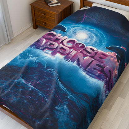 Choose Happiness Dolphin Ocean Blanket | Velveteen Plush Throw