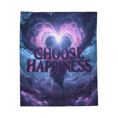 Choose Happiness Velveteen Plush Blanket | Inspirational Quote Throw