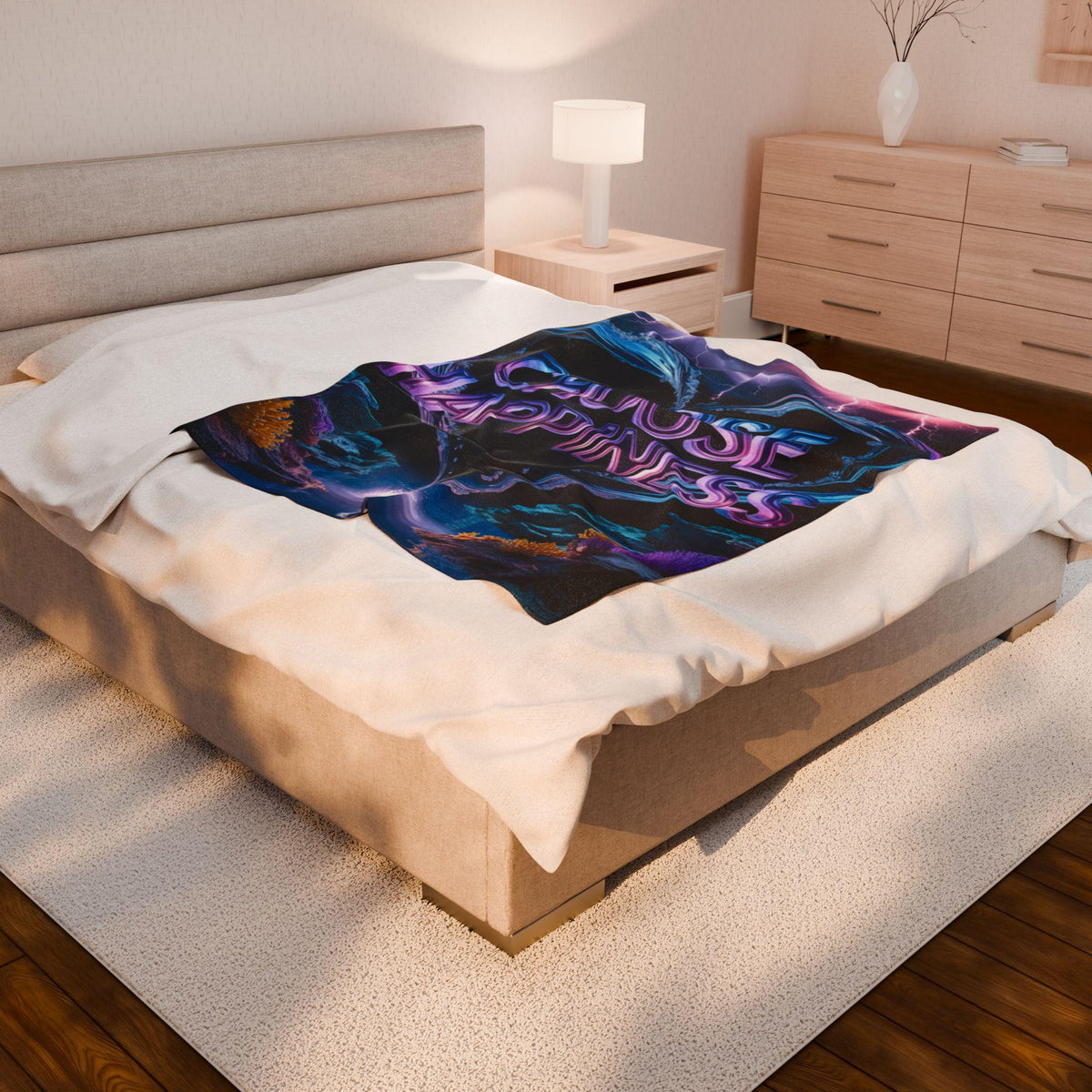 Velveteen Plush Blanket - Choose Happiness, Cozy Throw Blanket, Positive Vibes Home Decor
