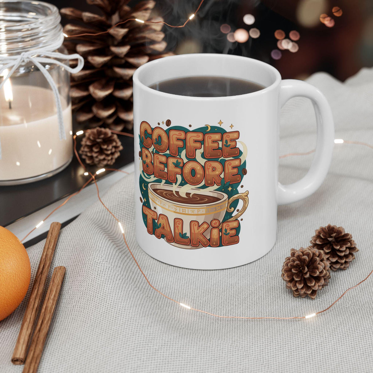 Coffee Before Talkie Mug | Illustrated Coffee Cup Typography