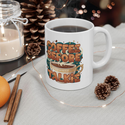 Coffee Before Talkie Mug | Illustrated Coffee Cup Typography