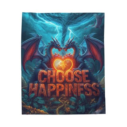 Choose Happiness Velveteen Plush Blanket | Positive Quote Throw