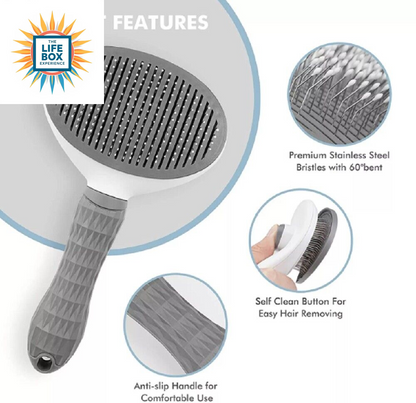 Pet Hair Remover Brush – Self-Cleaning Deshedding Grooming Comb for Dogs & Cats